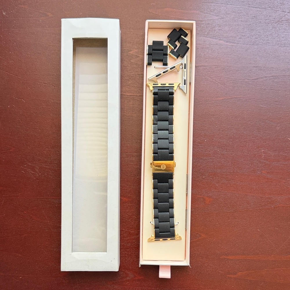 Michele Gold and Black Silicone Smartwatch Band